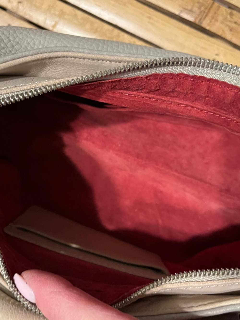 Hammitt Two-Tone Shoulder Bag in Taupe and Light Gray - Picture 4 of 5
